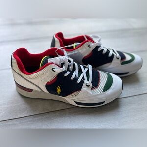 Polo Ralph Lauren Men's sz 12 M Trackster 200 Sneaker Shoes White Blue Red